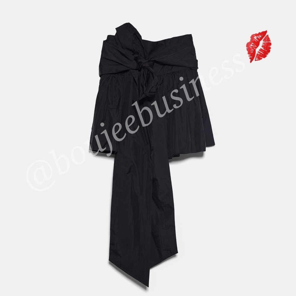 ZARA Bow Mini Skirt Size M Black BNWT - Picture 8 of 8